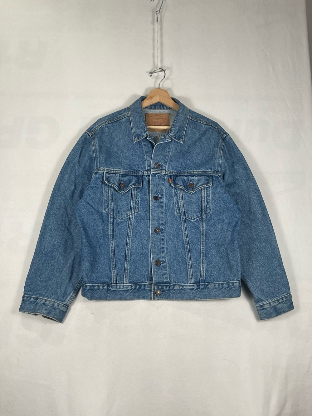 Vintage Levi's 75505 0212 Orange Tab Trucker Jean Jacket Sz 42 Fits M